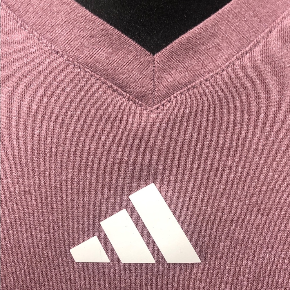 Adidas AEROREADY V-Neck Short Sleeve Tee - Light Mauve - XS - Picture 7 of 9